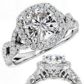 Cushion Infinity Halo Engagement Ring with Scrolls