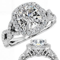 Cushion Infinity Halo Engagement Ring with Scrolls