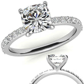 1.8mm Cushion Moissanite Engagement Ring with Claw Prongs