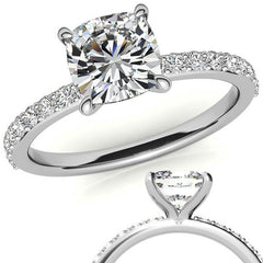 1.8mm Cushion Moissanite Engagement Ring with Claw Prongs