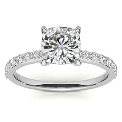 1.8mm Cushion Moissanite Engagement Ring with Claw Prongs