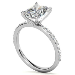 1.8mm Emerald / Radiant Moissanite Engagement Ring with Claw Prong