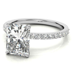 1.8mm Emerald / Radiant Moissanite Engagement Ring with Claw Prong