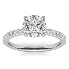 1.8mm Round Brilliant Moissanite Engagement Ring with Claw Prongs