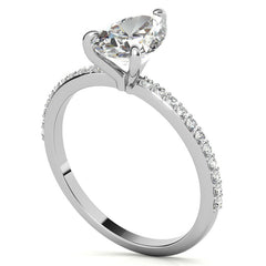 Pear Moissanite Engagement Ring with Claw Prongs