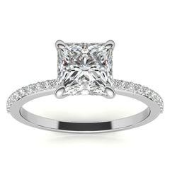 Princess cut Moissanite Engagement Ring with Claw Prongs