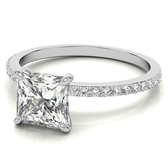 Princess cut Moissanite Engagement Ring with Claw Prongs