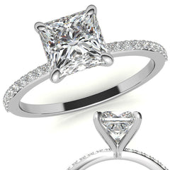 Princess cut Moissanite Engagement Ring with Claw Prongs