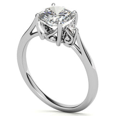 Cushion Three-Stone Cathedral Engagement Ring