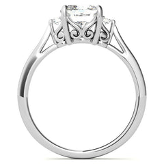Cushion Three-Stone Cathedral Engagement Ring