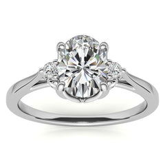 Oval Three-Stone Cathedral Engagement Ring