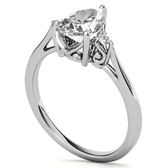 Pear Three-Stone Cathedral Engagement Ring