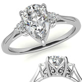 Pear Three-Stone Cathedral Engagement Ring