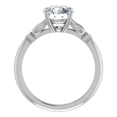 Floral Inspired Round Cathedral Moissanite Engagement Ring
