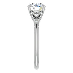 Floral Inspired Round Cathedral Moissanite Engagement Ring