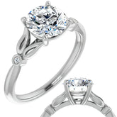 Floral Inspired Round Cathedral Moissanite Engagement Ring
