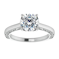 Round Scroll Accented Engagement Ring