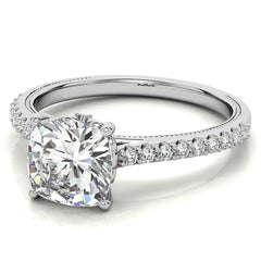 Cushion Moissanite Vintage Engagement Ring with Milgrain