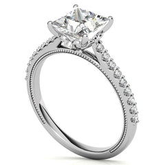 Princess cut Vintage Engagement Ring with Milgrain