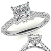 Princess cut Vintage Engagement Ring with Milgrain