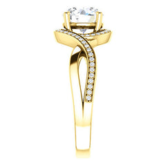 Round Infinity Split Shank Halo Moissanite Engagement Ring