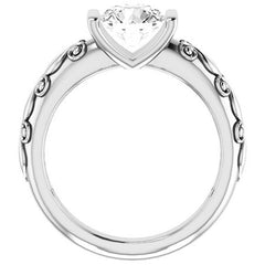 Round Modern Scroll Engagement Ring