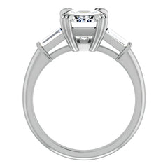 Emerald / Radiant & Baguette Moissanite Engagement Ring