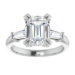 Emerald / Radiant & Baguette Moissanite Engagement Ring