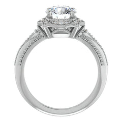 Round Antique Halo Moissanite Engagement Ring