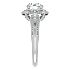 Round Antique Halo Moissanite Engagement Ring