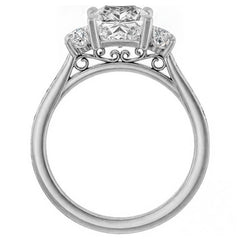 Three-Stone Moissanite Cathedral Engagement Ring