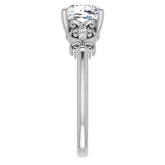 Cushion Scroll Engagement Ring