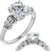 Round Moissanite Scroll Engagement Ring