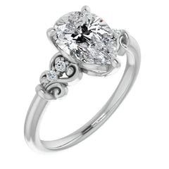 Pear Scroll Engagement Ring