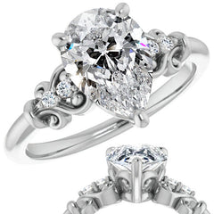 Pear Scroll Engagement Ring