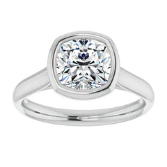 Cushion Moissanite Petite Bezel Solitaire