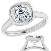 Cushion Moissanite Petite Bezel Solitaire