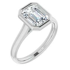 Emerald / Radiant Moissanite Petite Bezel Solitaire