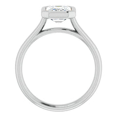 Emerald / Radiant Moissanite Petite Bezel Solitaire