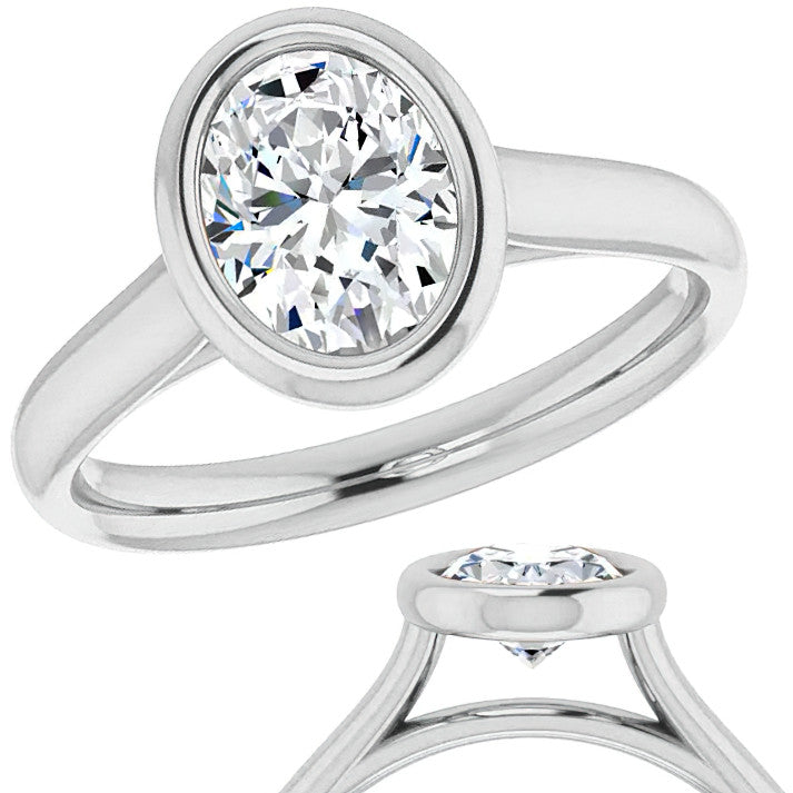 Oval Moissanite Petite Bezel Solitaire