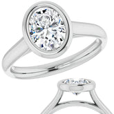 Oval Moissanite Petite Bezel Solitaire