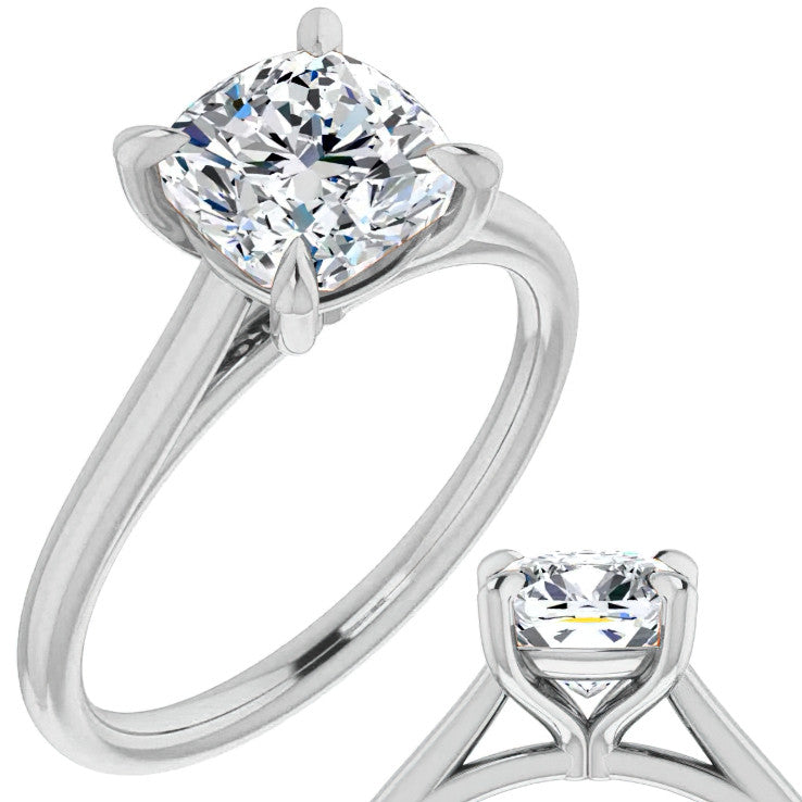 Cushion Moissanite Petite Cathedral Solitaire