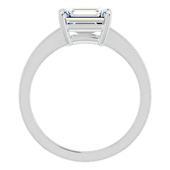 Petite Low East-West Emerald / Radiant Moissanite Solitaire Ring