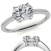 Petite Low East-West Oval Moissanite Solitaire Ring