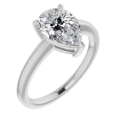 Petite Low Set Pear Moissanite Solitaire Ring