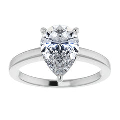 Petite Low Set Pear Moissanite Solitaire Ring