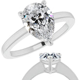 Petite Low Set Pear Moissanite Solitaire Ring