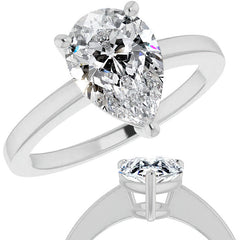 Petite Low Set Pear Moissanite Solitaire Ring