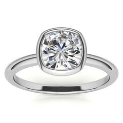 Cushion Moissanite Bezel Solitaire Ring