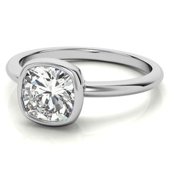 Cushion Moissanite Bezel Solitaire Ring
